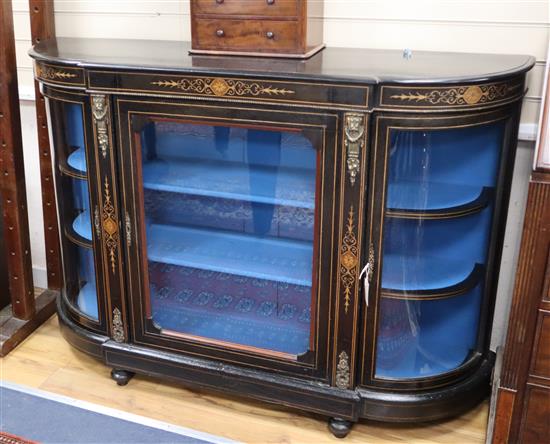 A Victorian ebonised credenza W.144cm